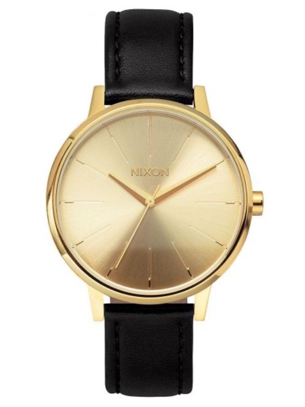 Nixon Kensington Watch - Gold Face w/ Black Leather Strap - Unisex
